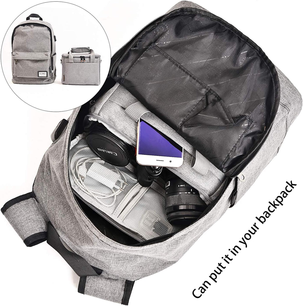 FOSOTO Digital SLR DSLR SLR Borsa per fotocamera Borsa a tracolla impermeabile anti-shock per 1 fotocamera, 1 o 2 obiettivi e accessori fotografici per Canon 700D 1200D 600D, Nikon Sony a7 II a6400, Panasonic