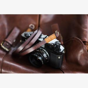 Tokyo #105 - Brown & tanned leather camera strap